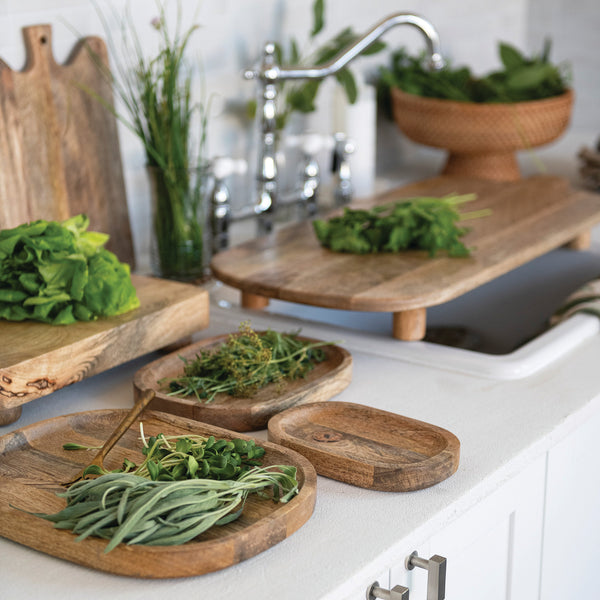 Oval Mango Wood Trays, Natural