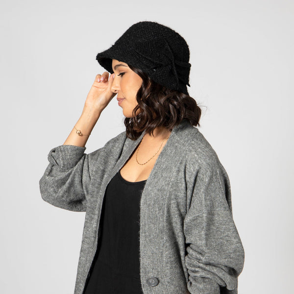 Knit Bucket Hat with Wrapped Bow
