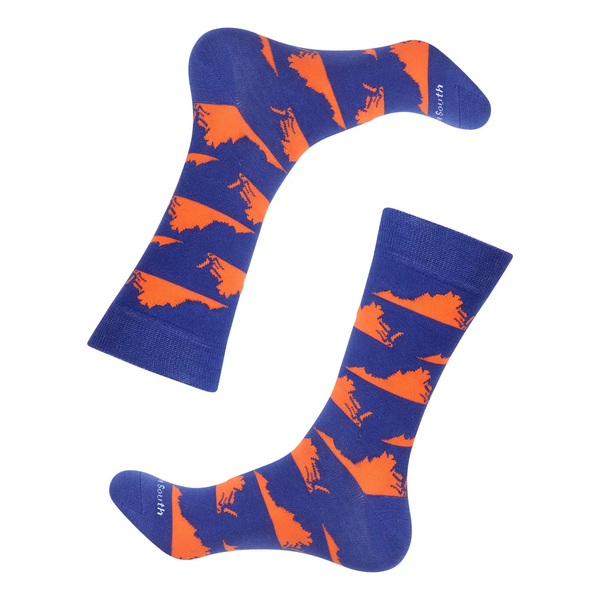 Navy & Orange Virginia Socks