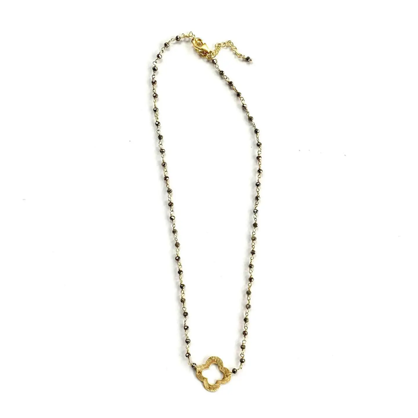 Pyrite + Clover Short Necklace