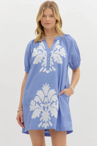 Contrast Applique Mini Dress
