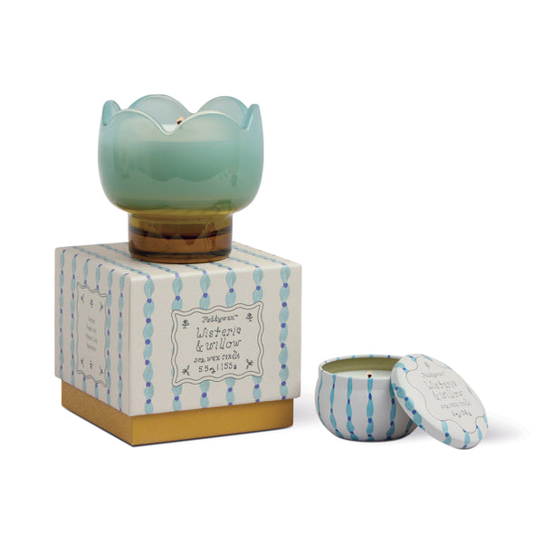 Tulip Glass Candle - Blue Wisteria & Willow
