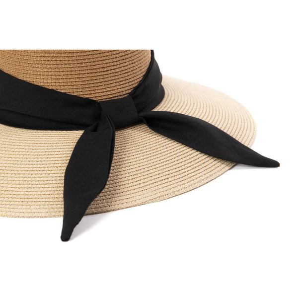 Paola Hat - Two Tone Fedora in Natural & Black