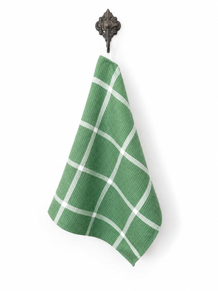 Stay Put Towel - Waffle Weave Green and White