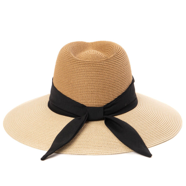Paola Hat - Two Tone Fedora in Natural & Black