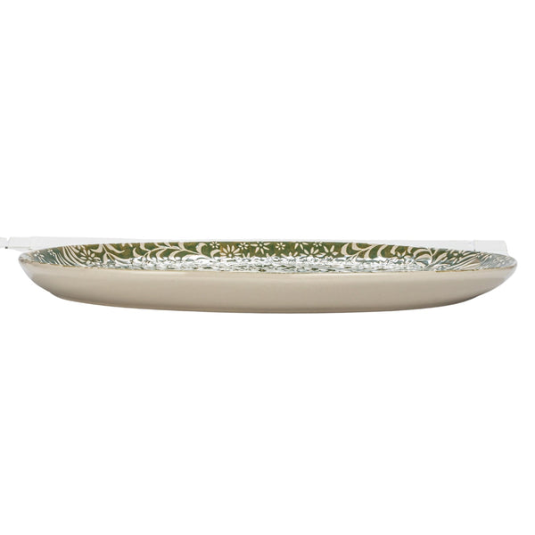 Stoneware Platter w/ Wax Relief Botanicals