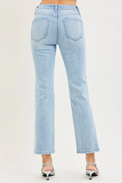 Light Wash Jeans - High Rise, Crop, Straight, Tummy Control