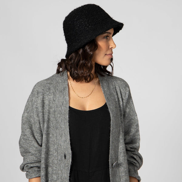 Knit Bucket Hat with Wrapped Bow