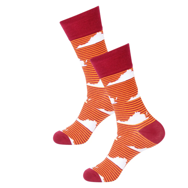 Maroon & Orange Stripe Virginia Socks