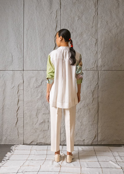 Isla Ivory Shirt with Printed Sleeves