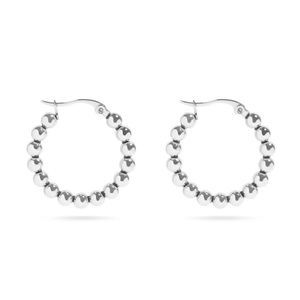 Waterproof Ball Hoop Earrings: Silver