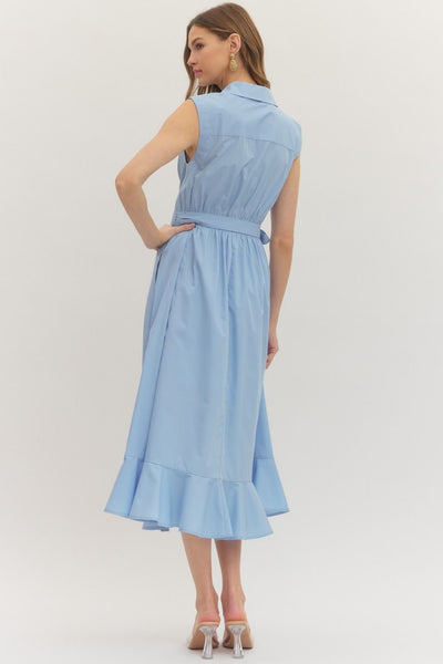 Sleeveless Tie Waist Midi Dress