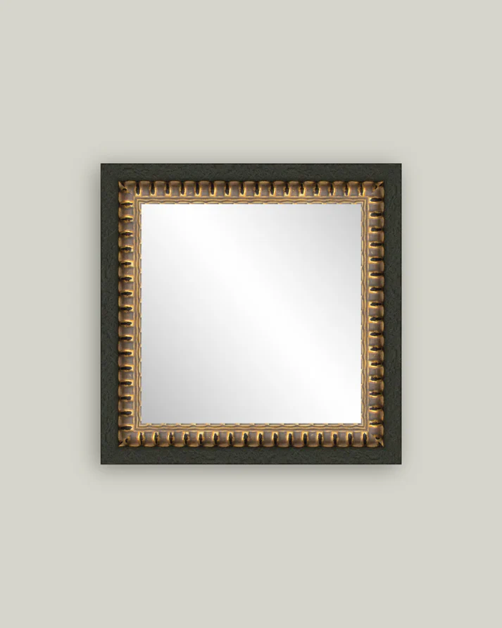 Ridged Brass Brown 6x6 Mirror