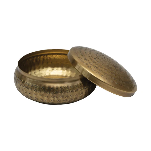 RESERVED Kristina: Hammered Metal Container Candle, Brass Finish