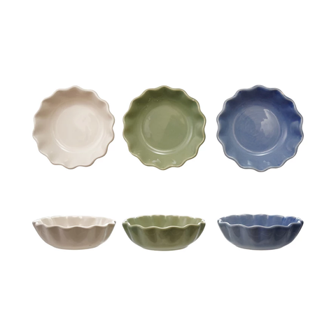 Stoneware Scalloped Bowl, 3 Color options