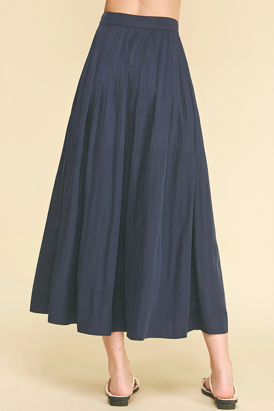 Pleated A-Line Midi Skirt