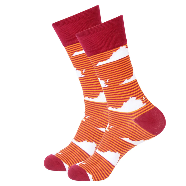 Maroon & Orange Stripe Virginia Socks