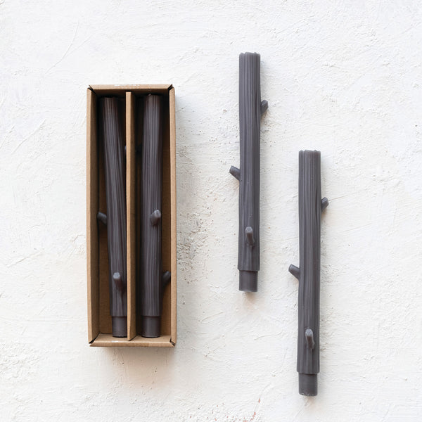 Tree Branch Shaped Taper Candle, Charcoal