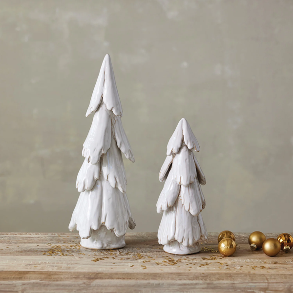 Stoneware Tree, Reactive Glaze, Cream Color (Each One Will Vary)