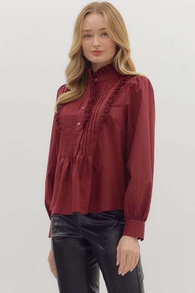 Long Sleeve Pintuck Top