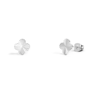 Waterproof Clover Stud Earrings: Silver