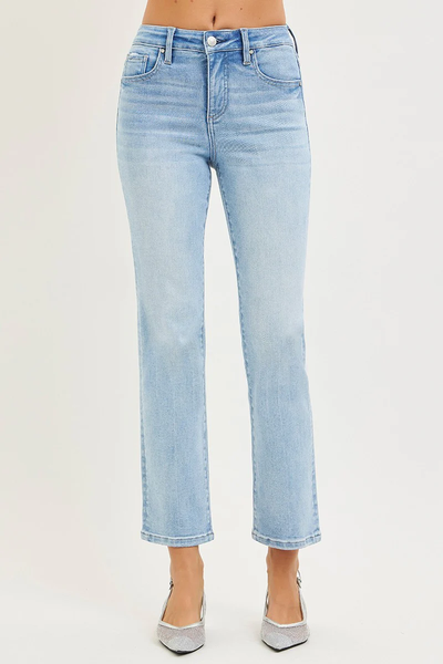 Light Wash Jeans - High Rise, Crop, Straight, Tummy Control