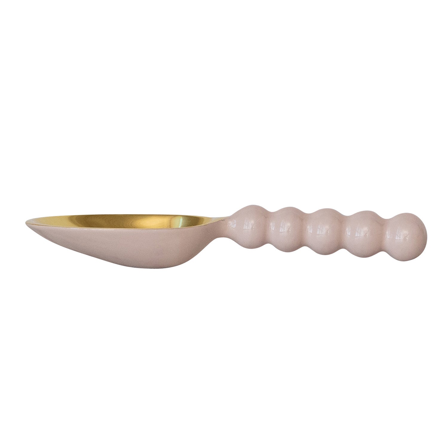Enameled Aluminum Scoop with Ball Handle, Blush Pink & Gold Finish