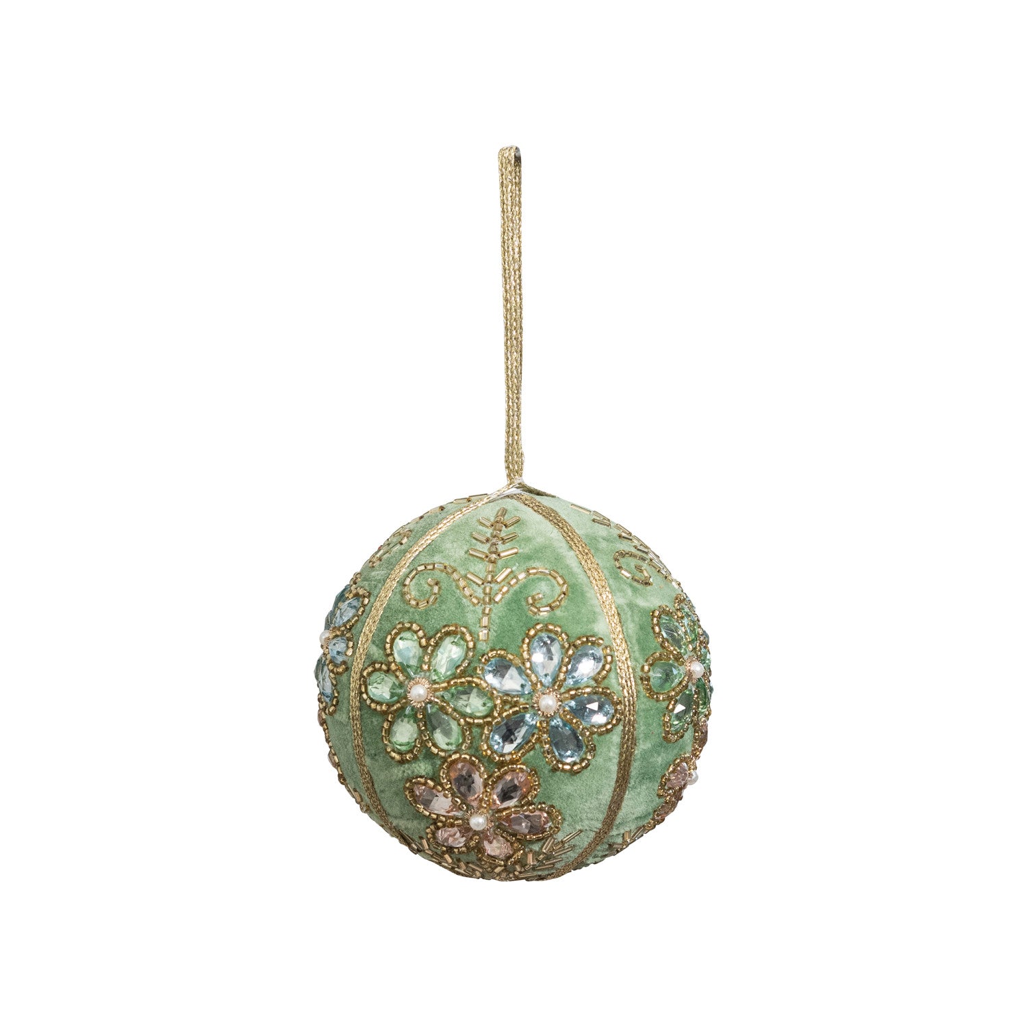 Hand-Embroidered Velvet Fabric Ball Ornament