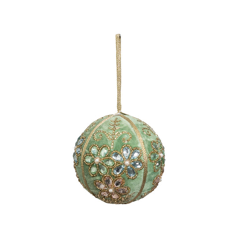 Hand-Embroidered Velvet Fabric Ball Ornament