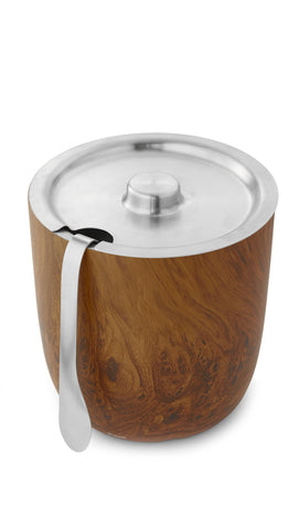 Ice Bucket + Tongs - Teakwood