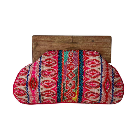 Beaded Clutch with Wooden Handle