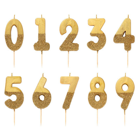 Gold Glitter 0-9 Number Candles