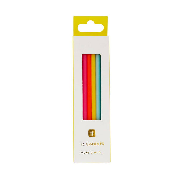 Tall Rainbow Birthday Candles - 16 Pack