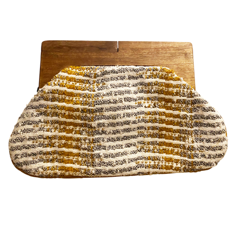 Beaded Clutch with Wooden Handle