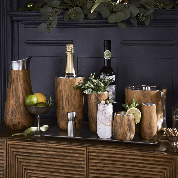 Ice Bucket + Tongs - Teakwood