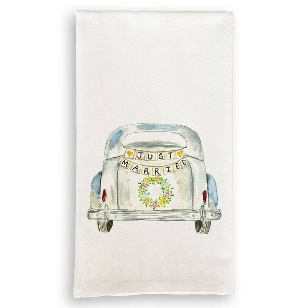 Just Married Car Tea Towel