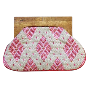 Beaded Clutch with Wooden Handle