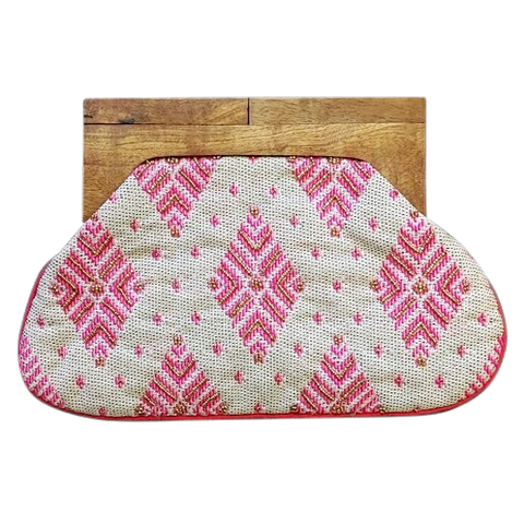 Beaded Clutch with Wooden Handle