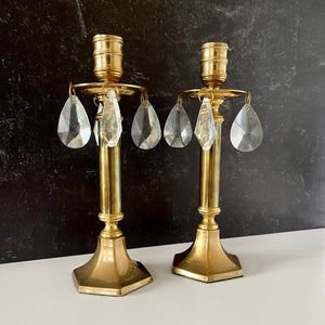 Crystal Brass Candlesticks pair
