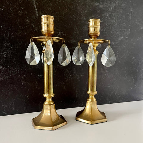 Crystal Brass Candlesticks pair