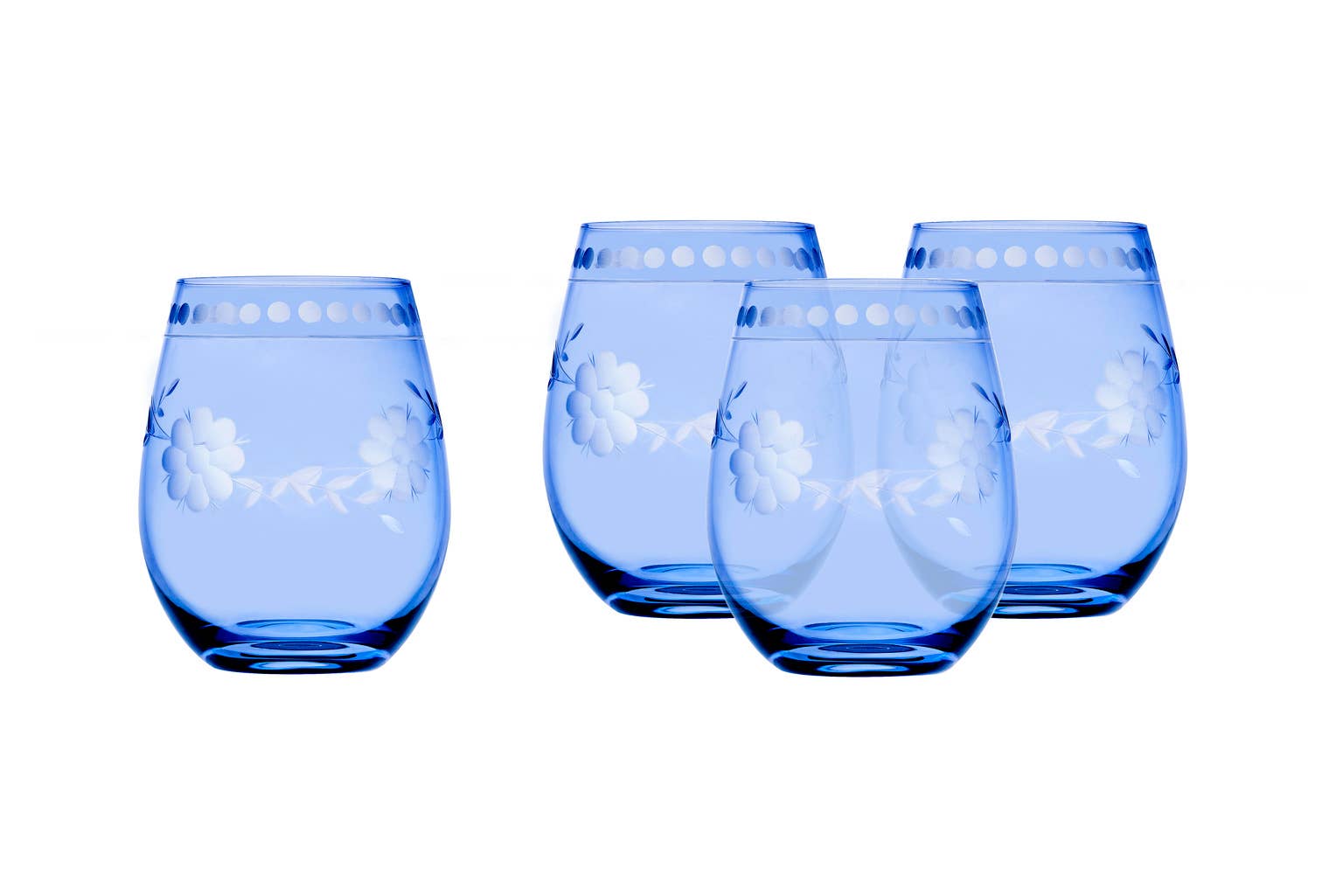 Belle Fleur Stemless Blue