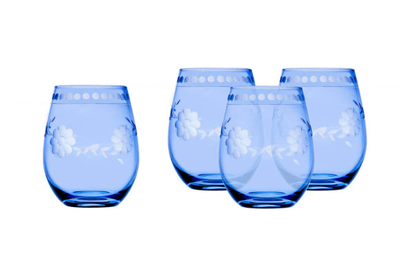 Belle Fleur Stemless Blue