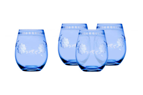 Belle Fleur Stemless Blue