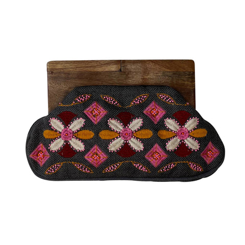 Beaded Clutch with Wooden Handle
