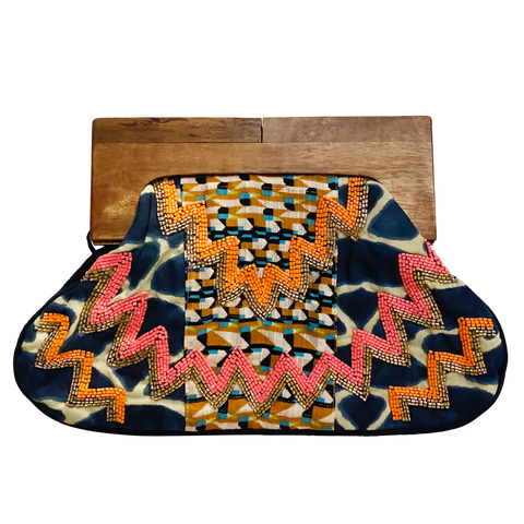 Beaded Clutch with Wooden Handle