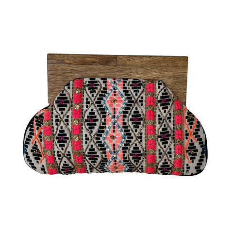 Beaded Clutch with Wooden Handle