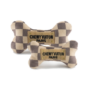 Checker Chewy Vuiton Bone Dog Toy