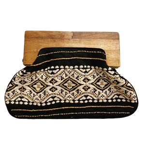 Beaded Clutch with Wooden Handle