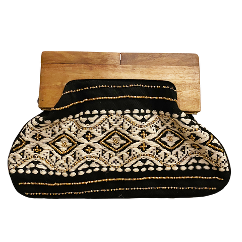 Beaded Clutch with Wooden Handle