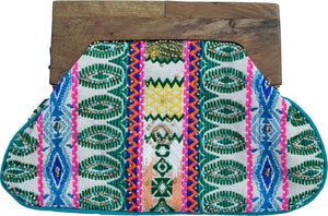 Beaded Clutch with Wooden Handle